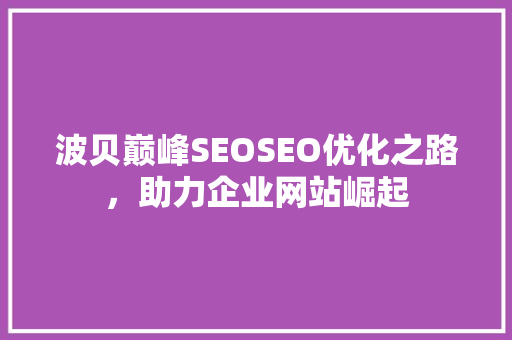 波贝巅峰SEOSEO优化之路，助力企业网站崛起