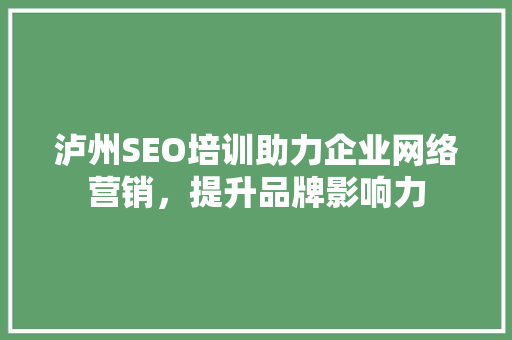 泸州SEO培训助力企业网络营销，提升品牌影响力