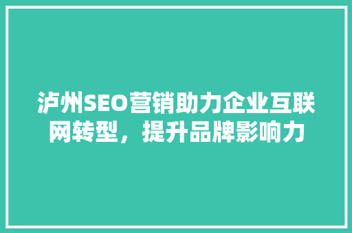 泸州SEO营销助力企业互联网转型，提升品牌影响力