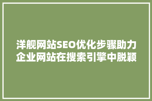 洋舰网站SEO优化步骤助力企业网站在搜索引擎中脱颖而出