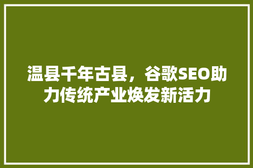 温县千年古县，谷歌SEO助力传统产业焕发新活力