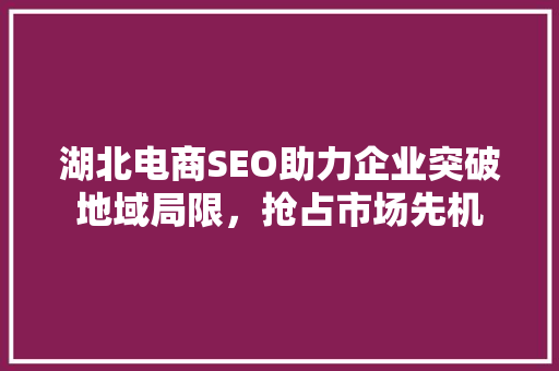 湖北电商SEO助力企业突破地域局限，抢占市场先机