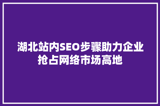 湖北站内SEO步骤助力企业抢占网络市场高地