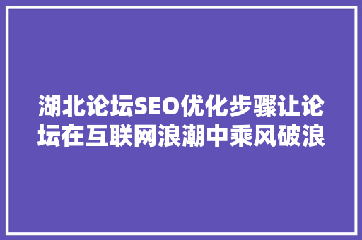 湖北论坛SEO优化步骤让论坛在互联网浪潮中乘风破浪