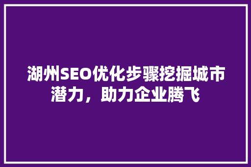 湖州SEO优化步骤挖掘城市潜力，助力企业腾飞