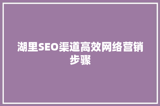 湖里SEO渠道高效网络营销步骤