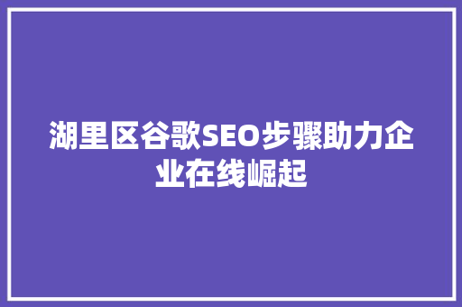 湖里区谷歌SEO步骤助力企业在线崛起