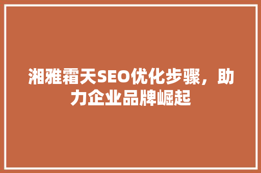 湘雅霜天SEO优化步骤，助力企业品牌崛起