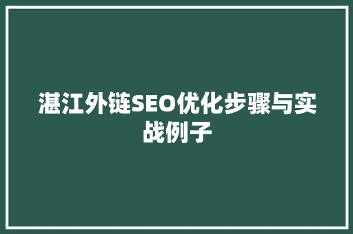 湛江外链SEO优化步骤与实战例子