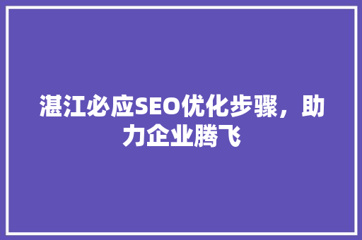 湛江必应SEO优化步骤，助力企业腾飞