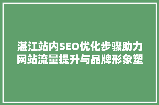 湛江站内SEO优化步骤助力网站流量提升与品牌形象塑造