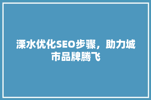 溧水优化SEO步骤，助力城市品牌腾飞