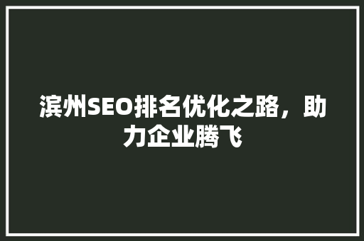 滨州SEO排名优化之路，助力企业腾飞