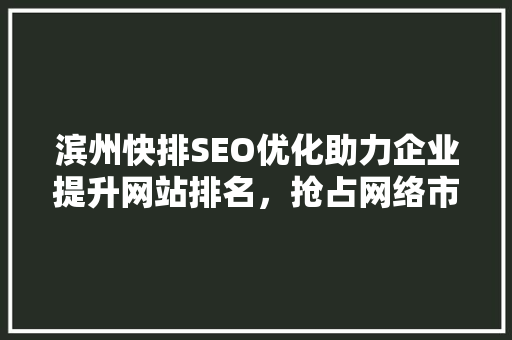 滨州快排SEO优化助力企业提升网站排名，抢占网络市场先机