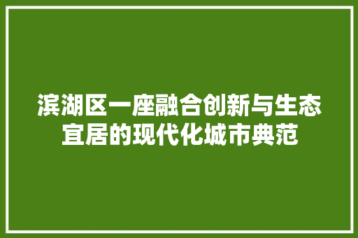 滨湖区一座融合创新与生态宜居的现代化城市典范