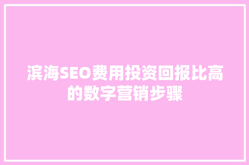 滨海SEO费用投资回报比高的数字营销步骤