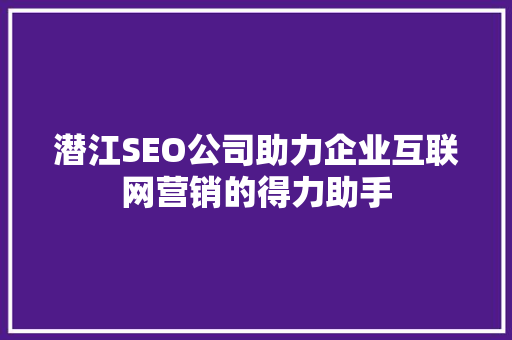 潜江SEO公司助力企业互联网营销的得力助手