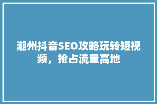 潮州抖音SEO攻略玩转短视频，抢占流量高地