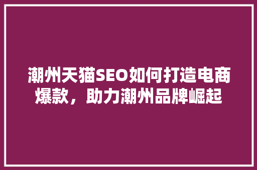 潮州天猫SEO如何打造电商爆款，助力潮州品牌崛起