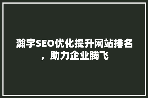 瀚宇SEO优化提升网站排名，助力企业腾飞