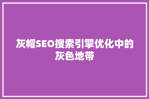 灰帽SEO搜索引擎优化中的灰色地带