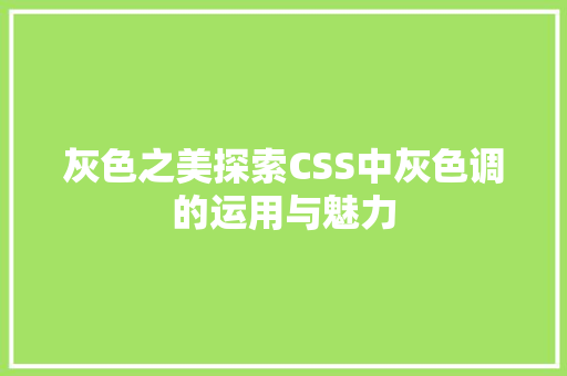 灰色之美探索CSS中灰色调的运用与魅力