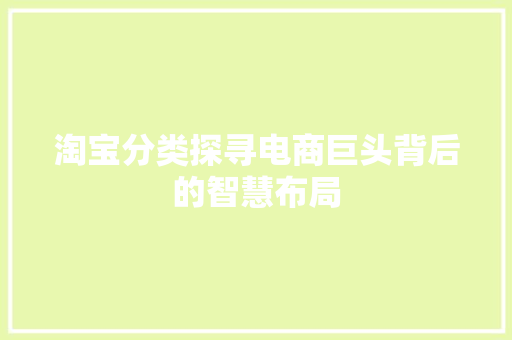 淘宝分类探寻电商巨头背后的智慧布局