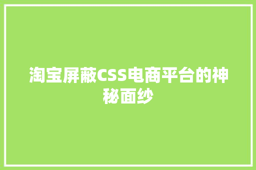 淘宝屏蔽CSS电商平台的神秘面纱