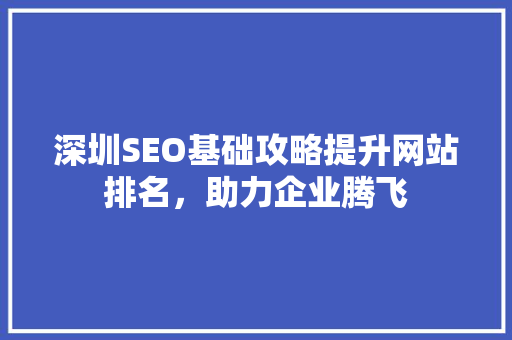 深圳SEO基础攻略提升网站排名，助力企业腾飞