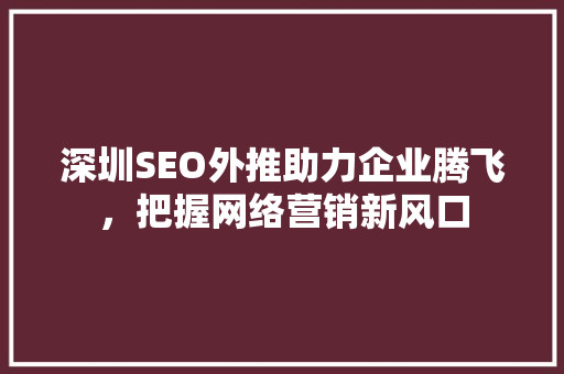 深圳SEO外推助力企业腾飞，把握网络营销新风口