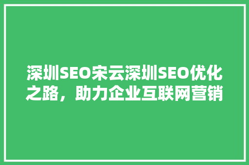 深圳SEO宋云深圳SEO优化之路，助力企业互联网营销腾飞