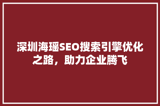 深圳海瑶SEO搜索引擎优化之路，助力企业腾飞