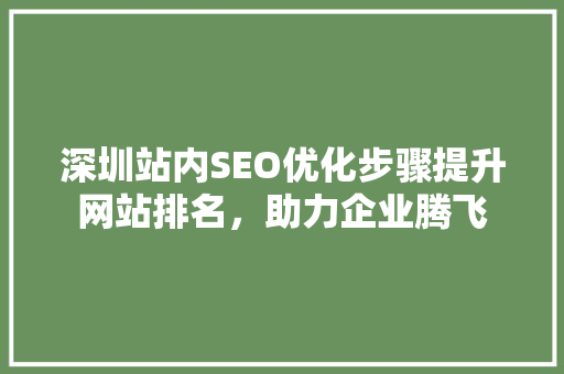 深圳站内SEO优化步骤提升网站排名，助力企业腾飞