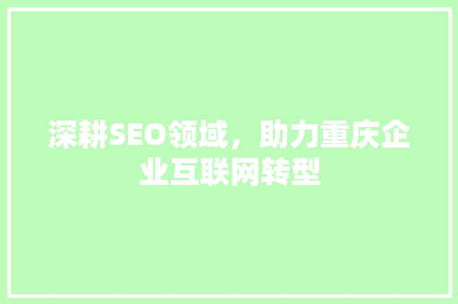 深耕SEO领域，助力重庆企业互联网转型