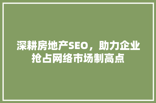 深耕房地产SEO，助力企业抢占网络市场制高点