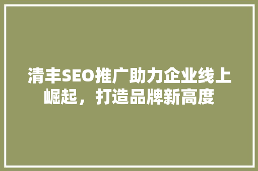 清丰SEO推广助力企业线上崛起，打造品牌新高度