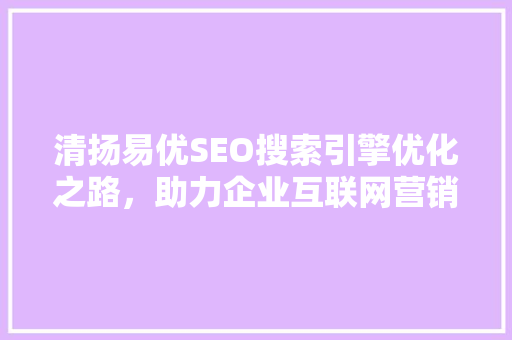 清扬易优SEO搜索引擎优化之路，助力企业互联网营销