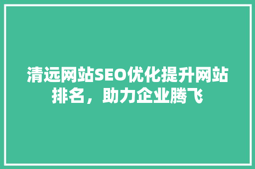 清远网站SEO优化提升网站排名，助力企业腾飞