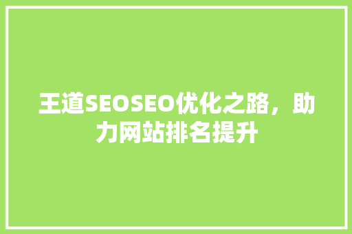 王道SEOSEO优化之路，助力网站排名提升