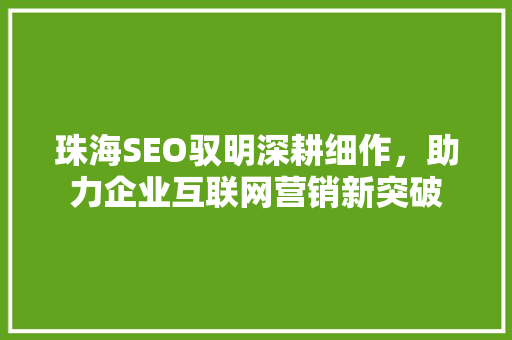 珠海SEO驭明深耕细作，助力企业互联网营销新突破