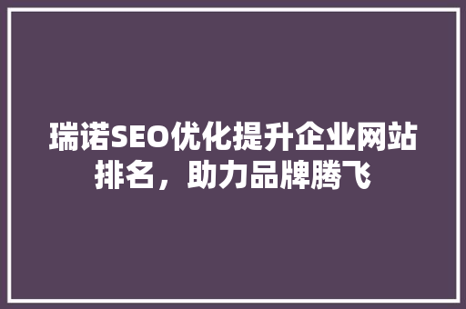 瑞诺SEO优化提升企业网站排名，助力品牌腾飞