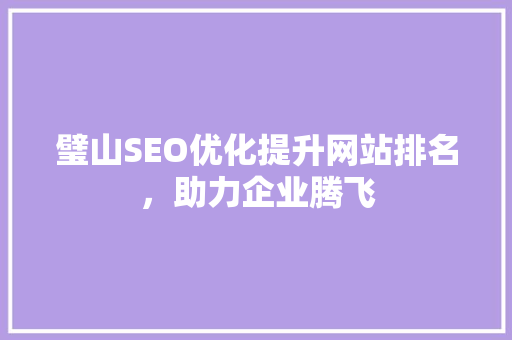 璧山SEO优化提升网站排名，助力企业腾飞