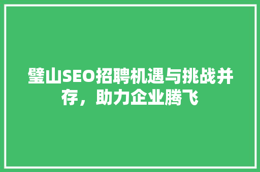 璧山SEO招聘机遇与挑战并存，助力企业腾飞