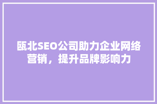 瓯北SEO公司助力企业网络营销，提升品牌影响力