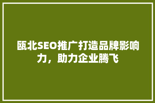 瓯北SEO推广打造品牌影响力，助力企业腾飞