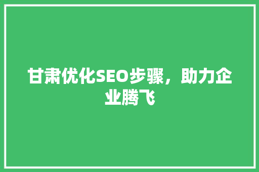 甘肃优化SEO步骤，助力企业腾飞