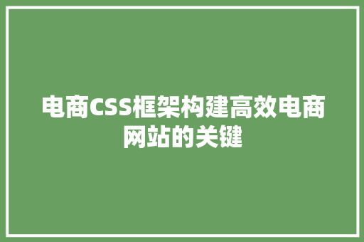 电商CSS框架构建高效电商网站的关键