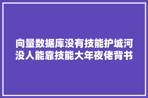 向量数据库没有技能护城河没人能靠技能大年夜佬背书假装成功