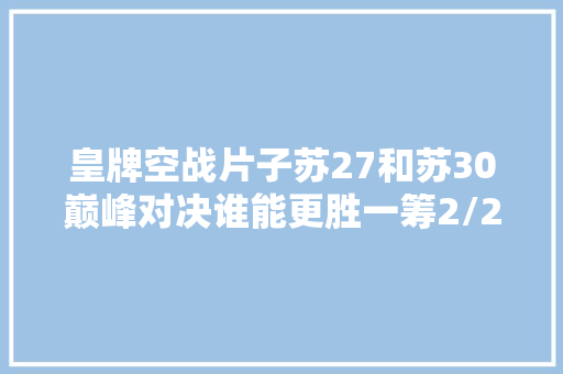 皇牌空战片子苏27和苏30巅峰对决谁能更胜一筹2/2