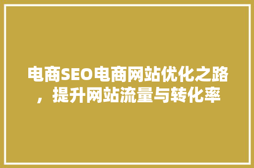 电商SEO电商网站优化之路，提升网站流量与转化率